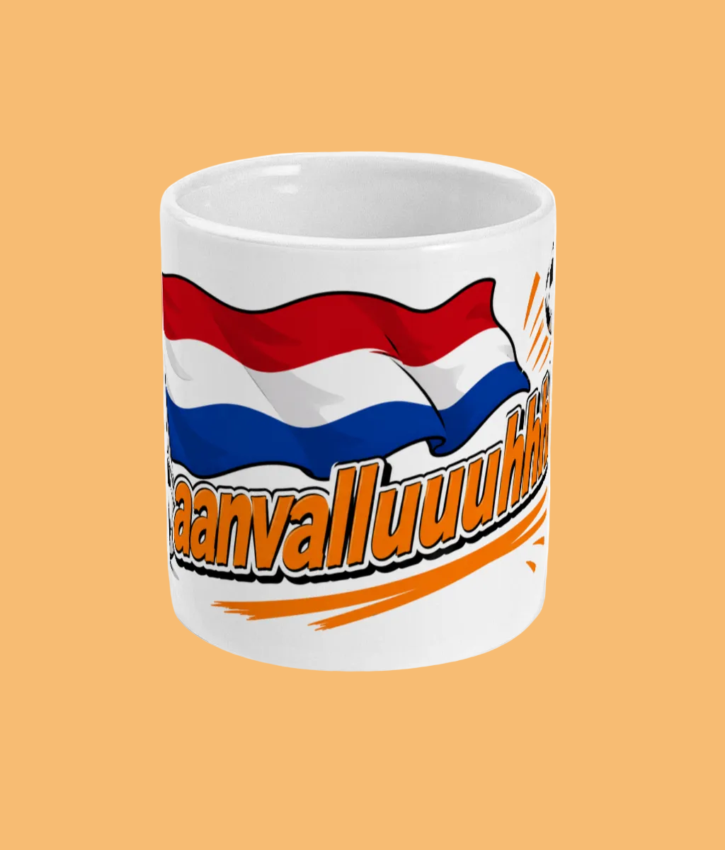 Oranje WK mok “Aanvalluhh!!” – Grappige Nederland supporters mok