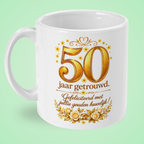 Mok 50 jaar getrouwd met gouden bloemen