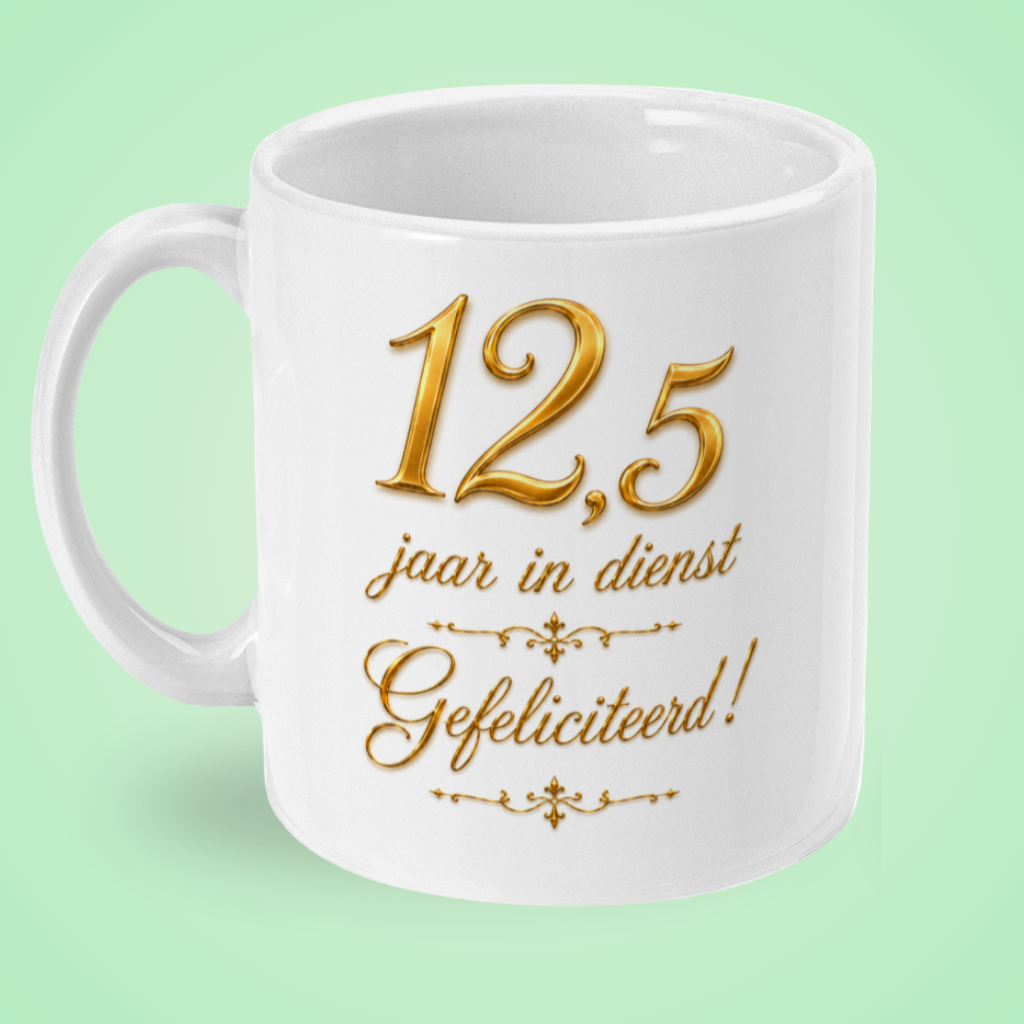 Mok ‘12,5 jaar in dienst, gefeliciteerd!’ – goud