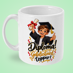 Diplomamok voor een jongen ‘Gefeliciteerd topper!’