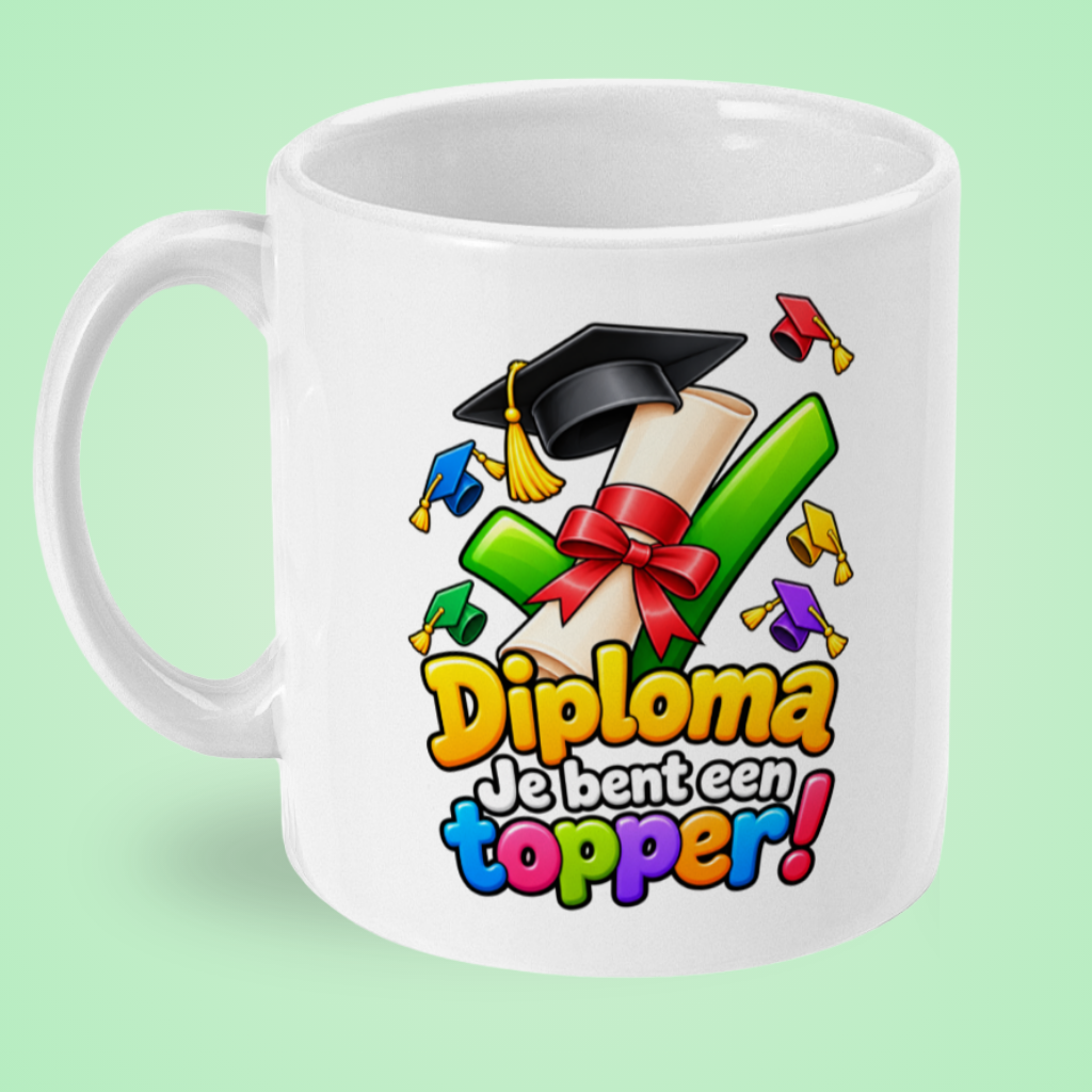 Diplomamok ‘Je bent een topper!’ met diploma