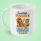 Eindelijk pensioen. Nooit meer serieus doen. Pensioen cadeau man.