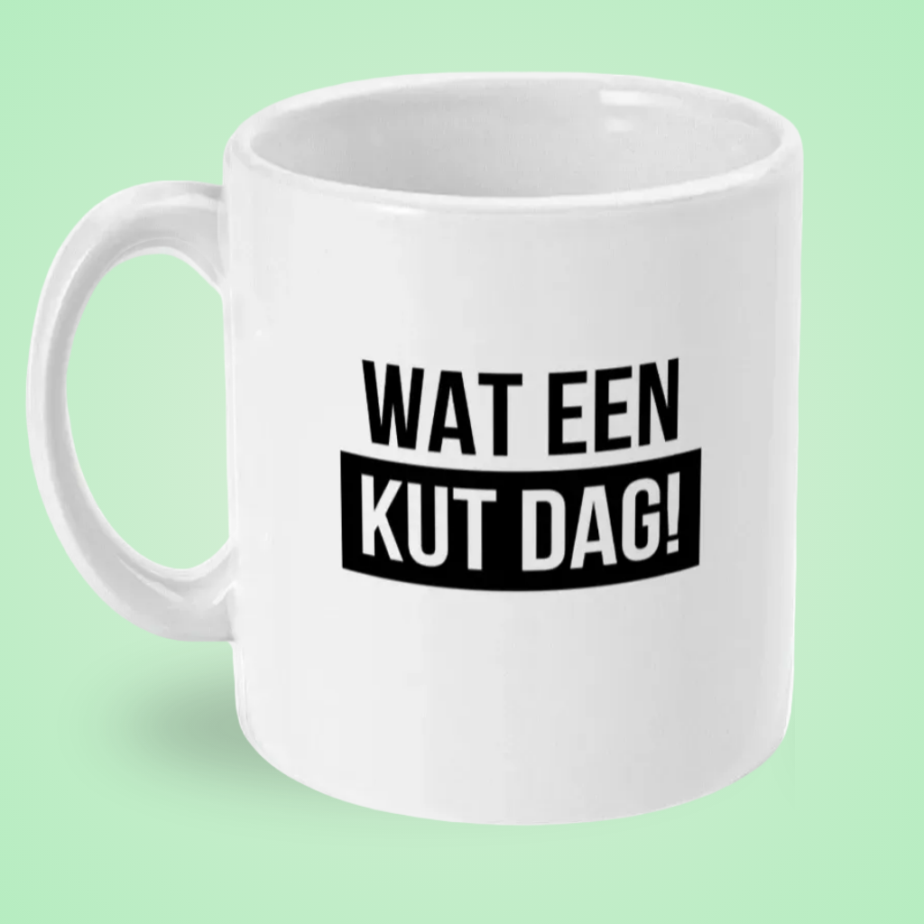 Mok “Wat een kut dag” – Keiharde Kantoorhumor Mok