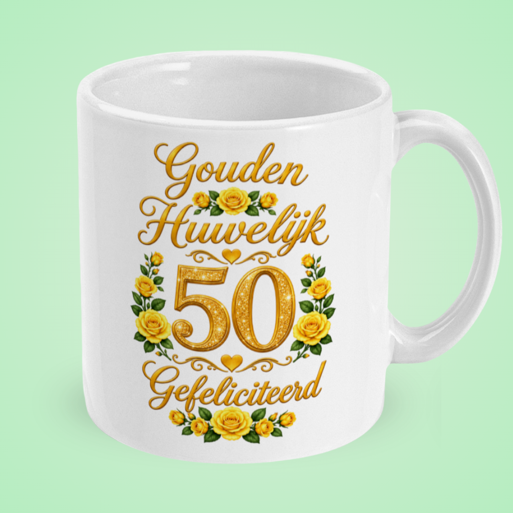 Mok gouden huwelijk ‘Gefeliciteerd’