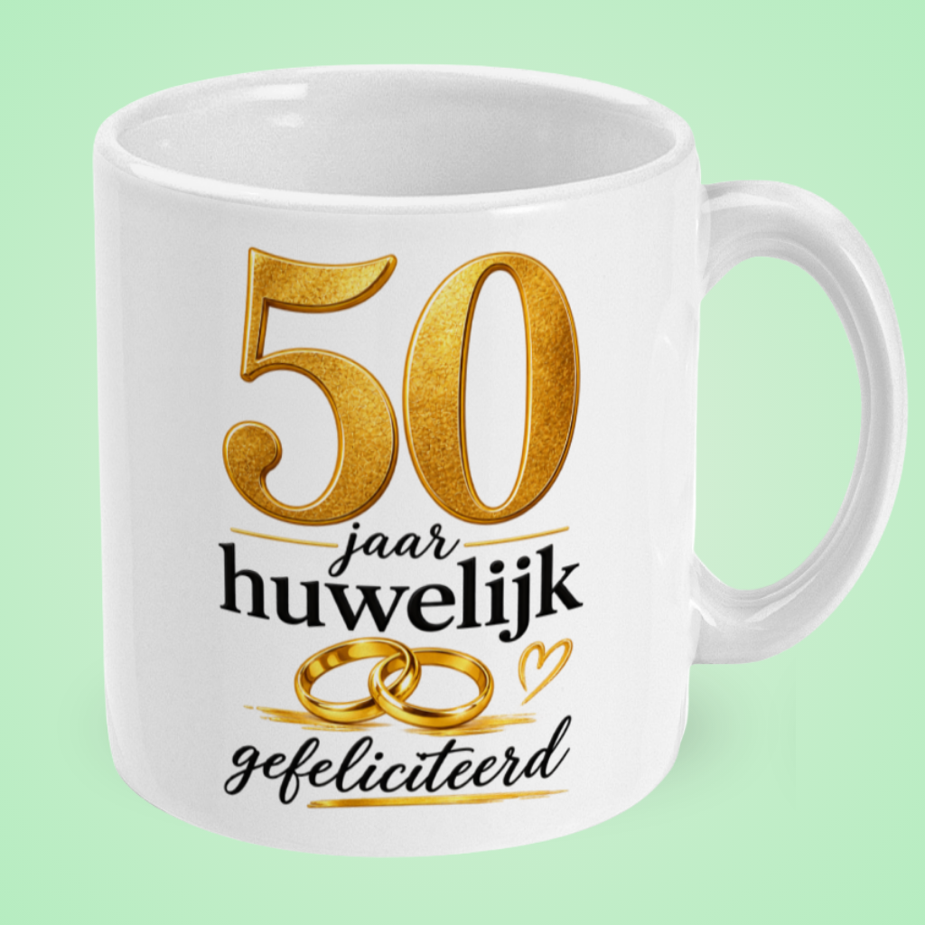 Mok 50 jaar huwelijk ‘Gefeliciteerd’ met trouwringen