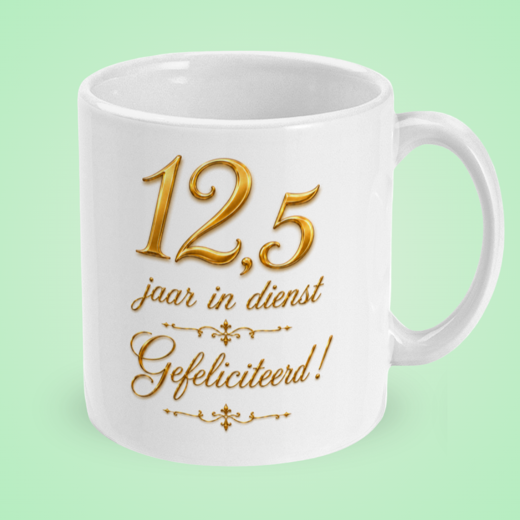 Mok ‘12,5 jaar in dienst, gefeliciteerd!’ – goud
