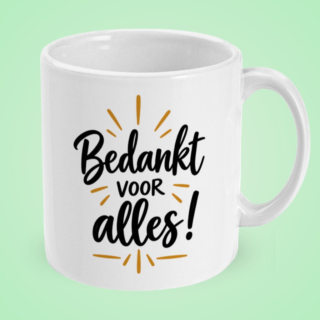 Mok ‘Bedankt voor alles!’ met gouden accenten