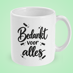 Mok ‘Bedankt voor alles’ in krijtstijl
