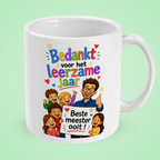 Mok ‘Bedankt voor het leerzame jaar, beste meester ooit!’ – illustratie