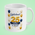 Mok ‘Gefeliciteerd! 25 jaar in dienst’ – blauw en goud