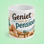 Geïllustreerde pensioen mok – Geniet van je pensioen
