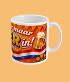 Mok “Doe Hier Maar Bier In” – Grappige Oranje & Voetbal Mok
